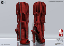!Rebel Hope - Gigi Mesh Fringe Boots Cranberry