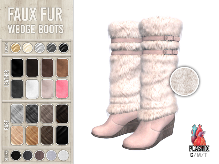 PLASTIX - Fur Wedge Boots (Cream)