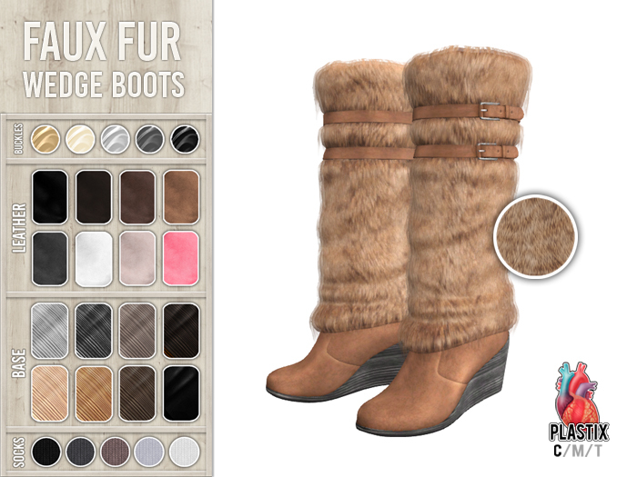 PLASTIX - Fur Wedge Boots (Golden)