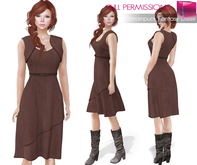 Full Perm CLASSIC RIG 5 SIZES | Steampunk Fantasy Sleeveless Knee Length Brown Dress