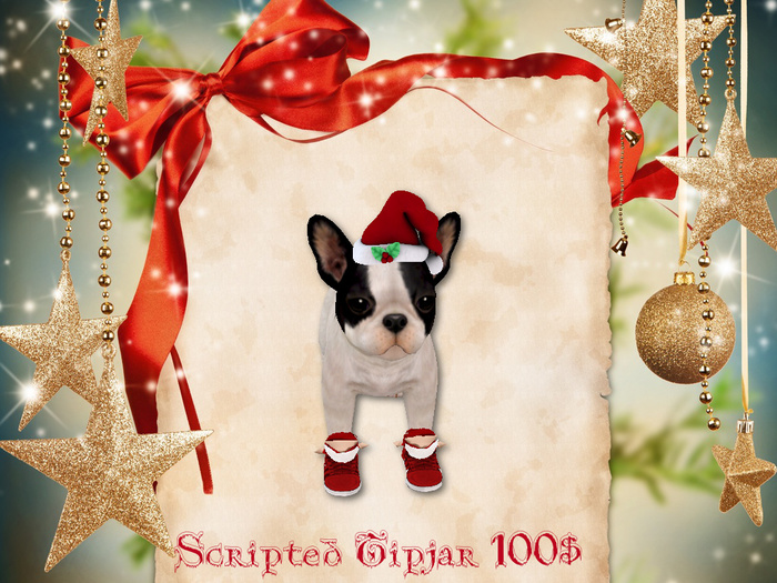 xmas french bull dog tip jar