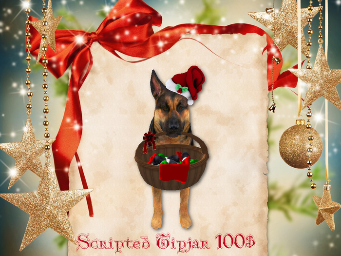 xmas german shepard tip jar