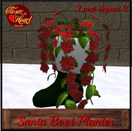Santa Boot Planter-Red Flowers***
