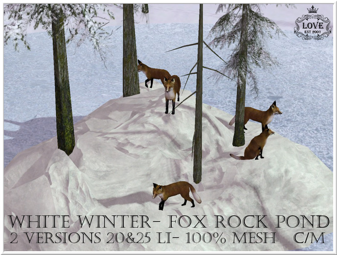 LOVE - WHITE WINTER POND - FOXES - 2 VERSIONS