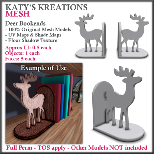 Full Perm MESH Deer Bookends