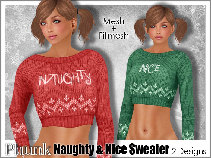 [Phunk] Naughty & Nice Crop Sweater (2 Designs)