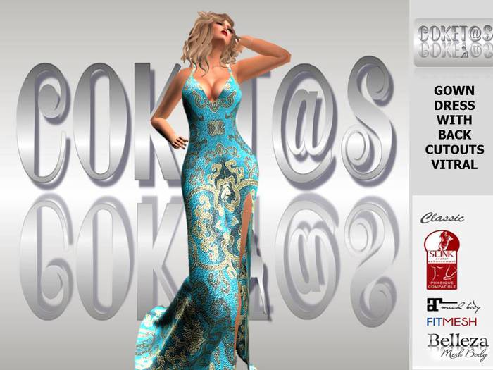 coket@s GOWN DRESS WITH BACK CUTOUTS VITRAL