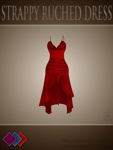 [ZEUS]Ruched Strap Longdress Red
