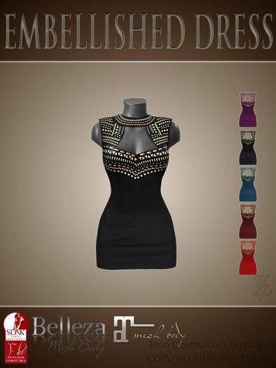 [ZEUS] Embellished Cutout Dress