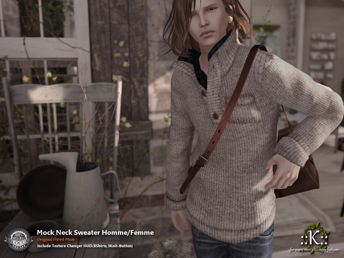 ::K:: Mock Neck Sweater Homme/Femme FAT