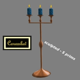 Candelabra stand - metal / blue candles