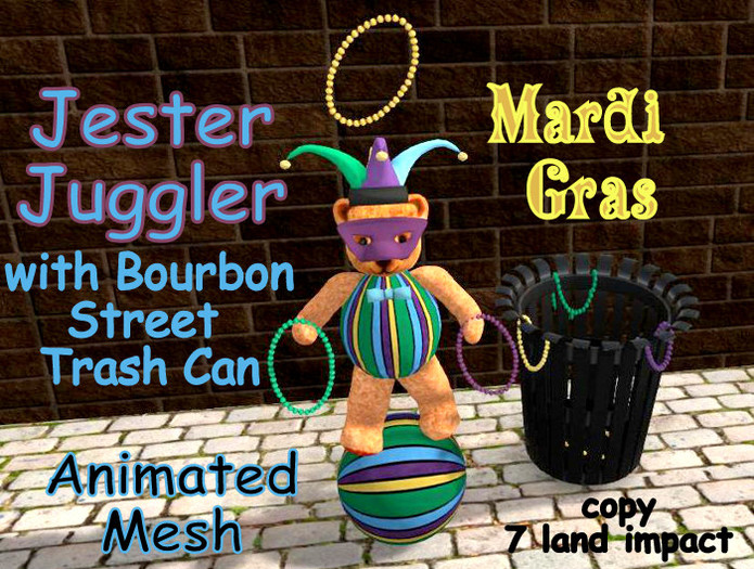 Mardi Gras Jester Juggler Teddy Bear-Animated Mesh