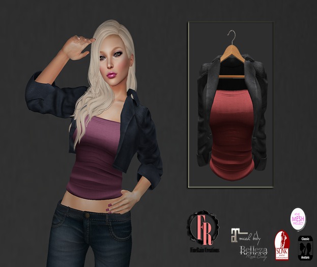 :: FineRain Creations.:Harley Jacket&Top GreyRed