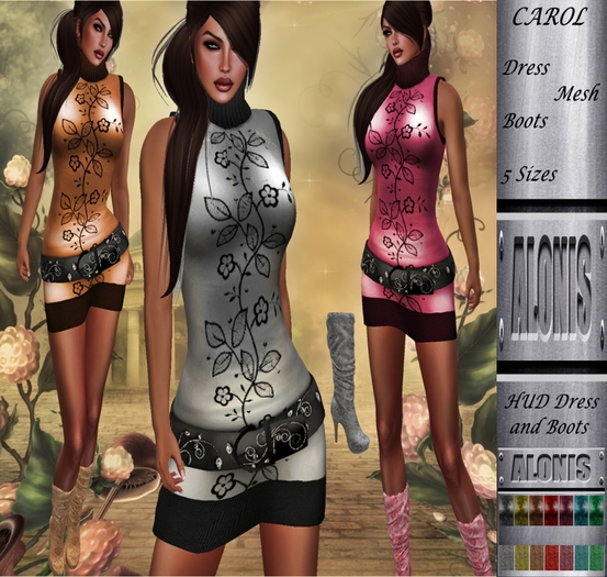 **Alonis Fashion** CAROL Dress and Boots, HUD 7 Colors