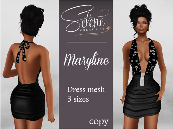 Selene Creations] Dress Maryline Black & flowers