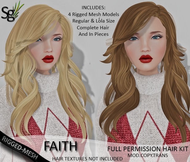 !Saltgrass! Faith Full Perm Rigged-Mesh Hair
