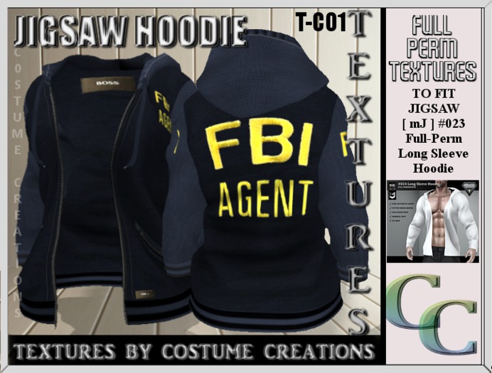 JIGSAW AESTHETIC MENS HOODIE T12 FULL PERM TEXTURE