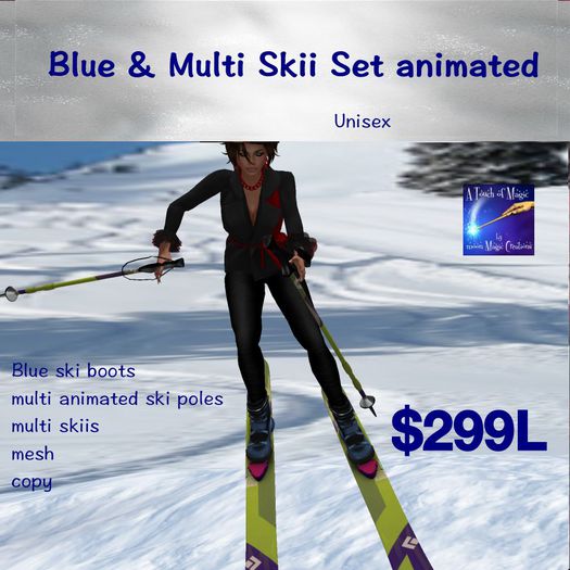 Blue ski set animated