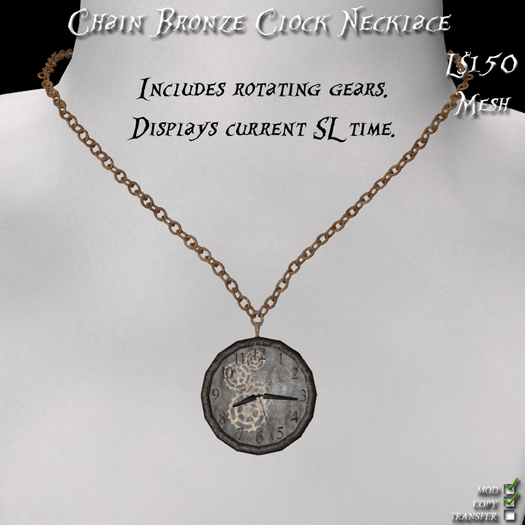 Chain Bronze Clock Necklace