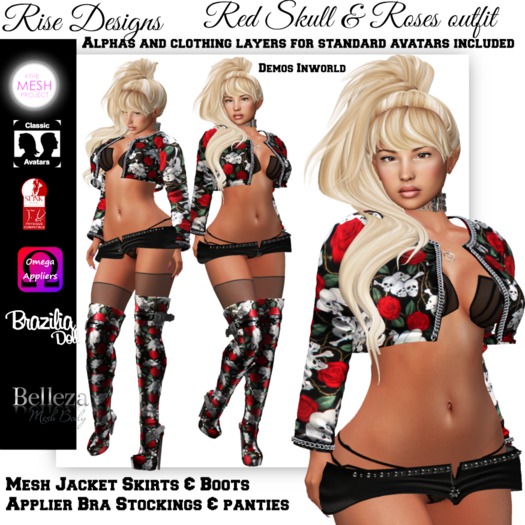 Red Skull Outfit Rise Designs Bagged