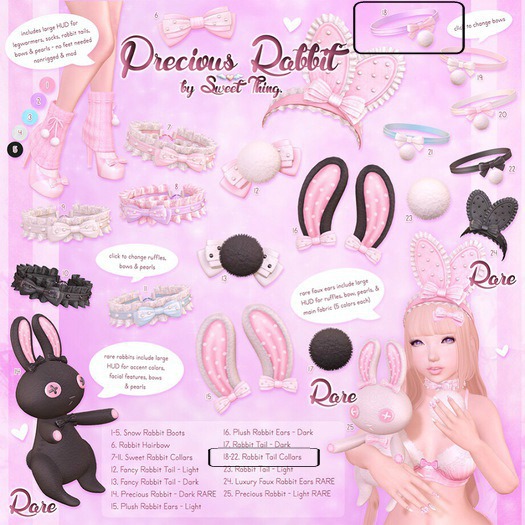 Sweet Thing. Rabbit Tail Collar - Purple