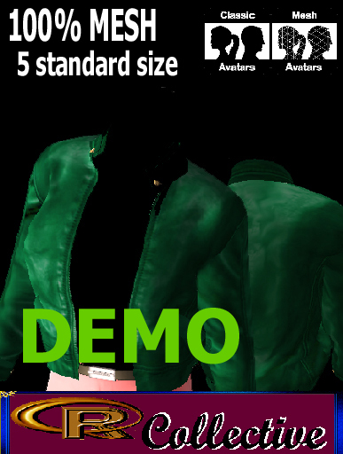 Mesh_Mens Leather Jacket Green  Demo