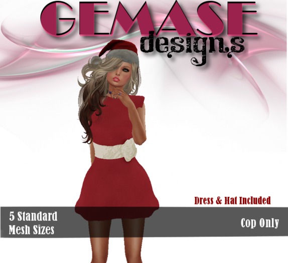 Christmas Dress - Red - With Santa Hat