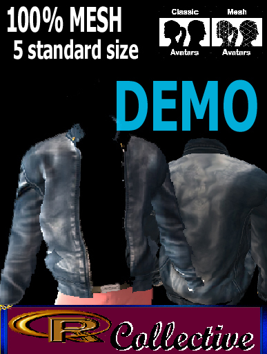QR Mesh_Mens Leather Jacket Blue Demo