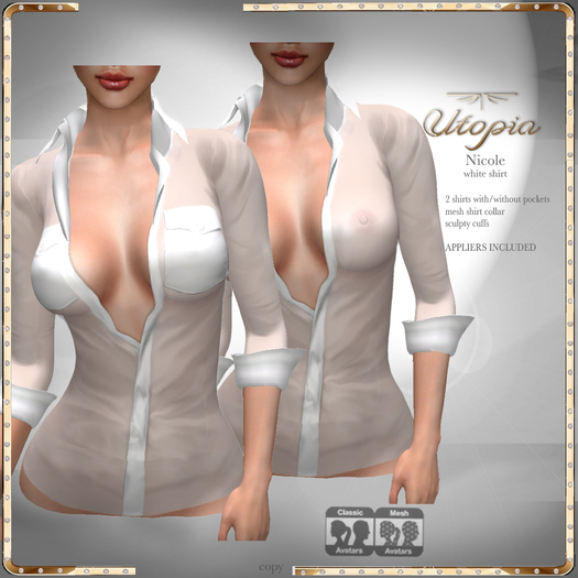 Utopia Nicole shirt white - Appliers included
