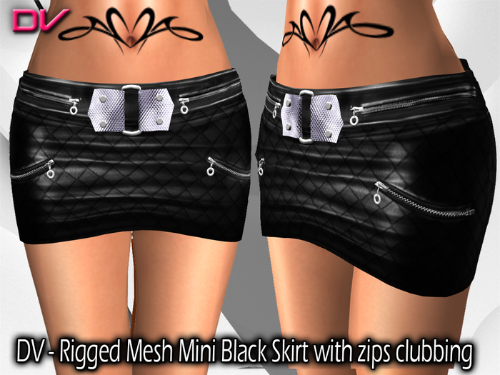 DV - Rigged Mesh Mini Leather Skirt with zips