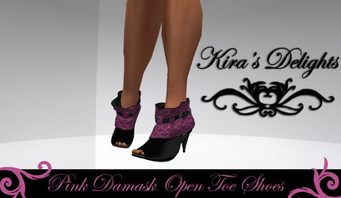 Kira's Open Toe Shoes Box - Pink Damask