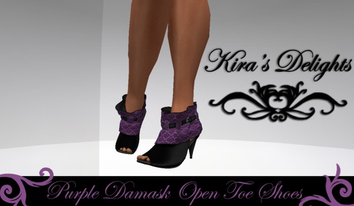 Kira's Open Toe Shoes Box - Purple Damask