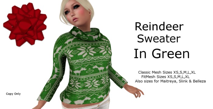 Turquoise Reindeer Sweater