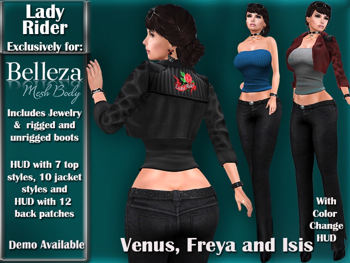 Belleza Isis, Freya. Venus DEMO - Lady Rider Complete Outfit
