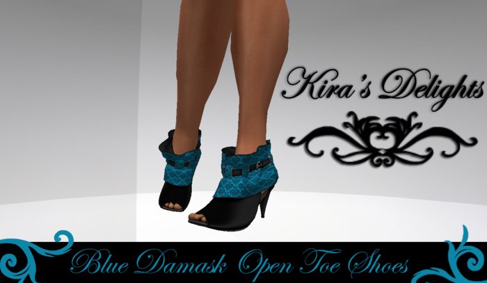 Kira's Open Toe Shoes Box - Blue Damask