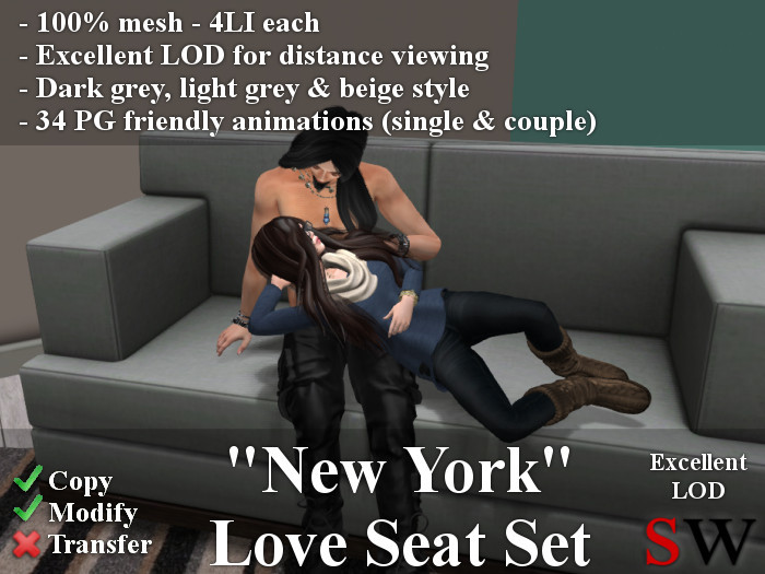 -SW- NewYork LoveSeat Set - 100% Mesh