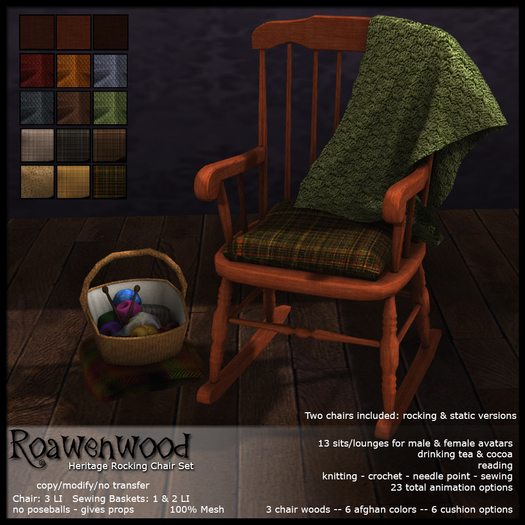 Second Life Marketplace - {RW} Heritage Rocking Chair Set