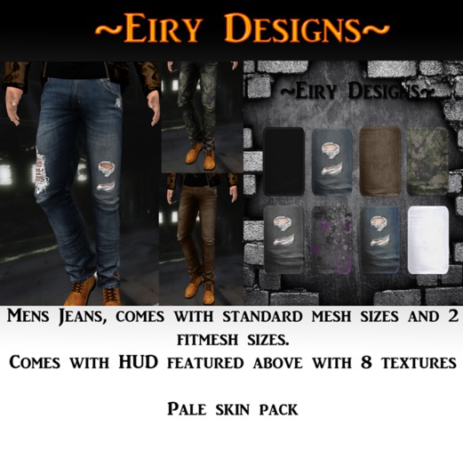 ~ED~ Mens Worn Jeans (Pale Skin)