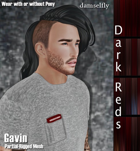 *~*Damselfly*~*Gavin Partial-Rigged Mesh Dark Reds