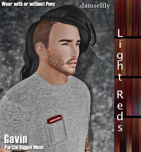 *~*Damselfly*~*Gavin Partial-Rigged Mesh Light Reds