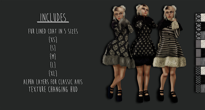 .:D2:. Fur Lined Coat w Hud Boxed.