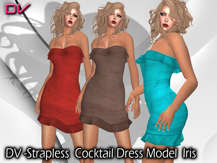 DV -Mesh Strapless Cocktail Dress Model Iris 5 colors and 5 sizes