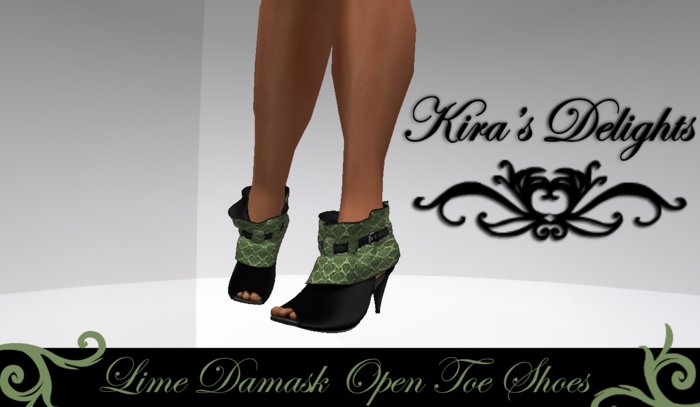 Kira's Open Toe Shoes Box - Lime Damask