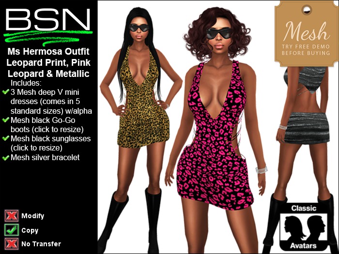 BSN Ms Hermosa Outfit - Leopard Print, Pink Leopard & Metallic