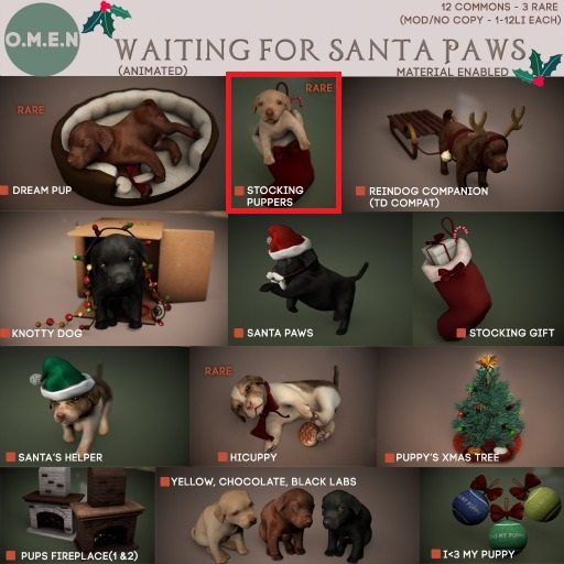 O.M.E.N - Waiting for Santa Paws - Stocking Puppers BOX RARE
