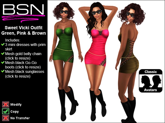 BSN Sweet Vicki Outfit - Green, Pink & Brown