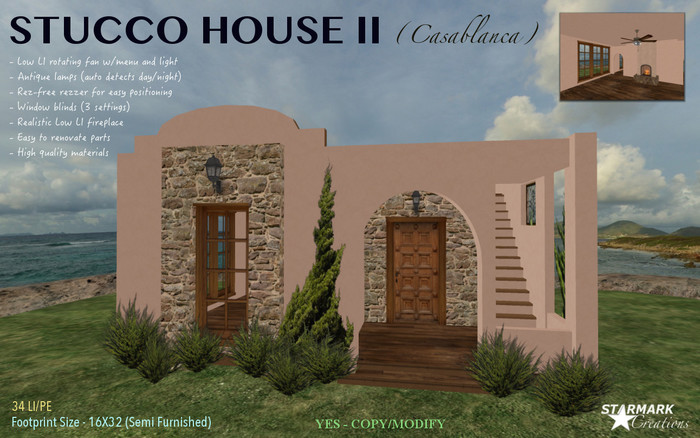 34 LI/PE ONLY! for 16X32 PARCEL STUCCO HOUSE II (Casablanca) from STARMARK CREATIONS ***PROMO***