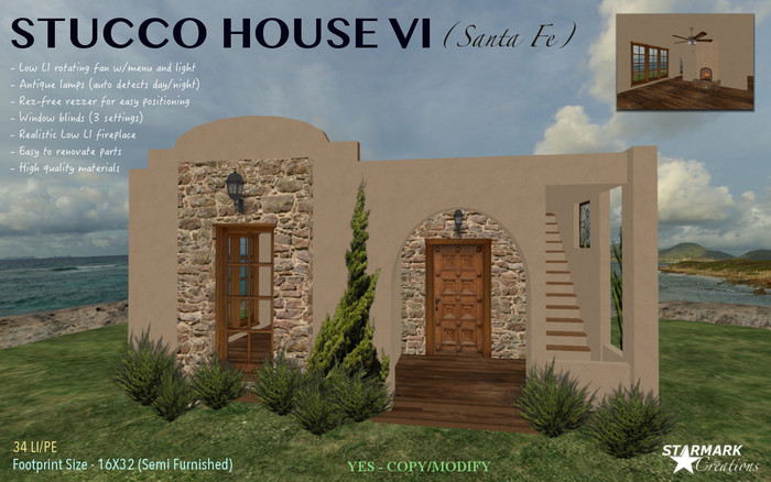 34 LI/PE ONLY! for 16X32 PARCEL STUCCO HOUSE VI (Santa Fe) from STARMARK CREATIONS ***PROMO***