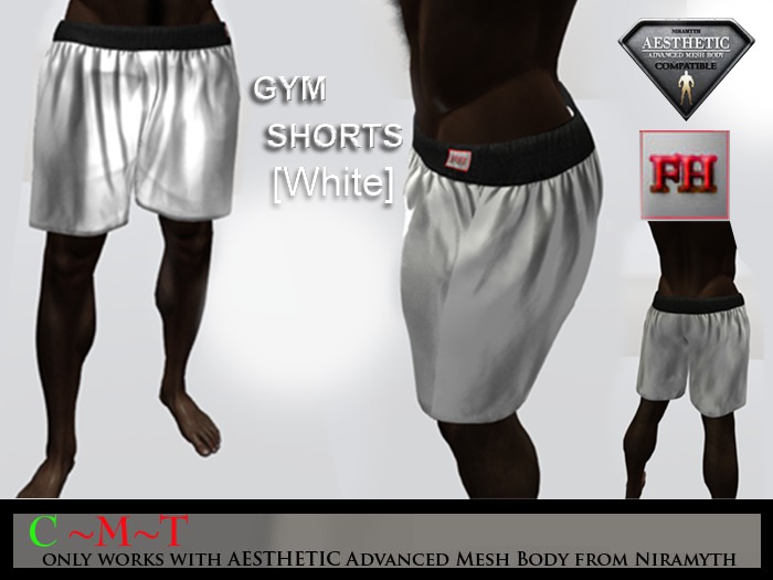 [FH] GYM SHORTS - WHITE - AESTHETIC NIRAMYTH