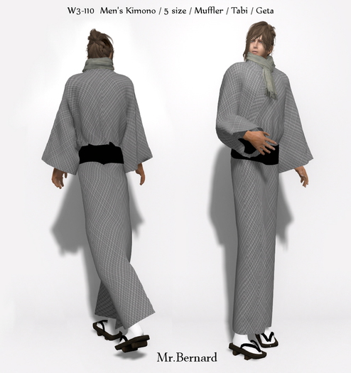 W3-110 Mens Kimono & Geta / Muffler